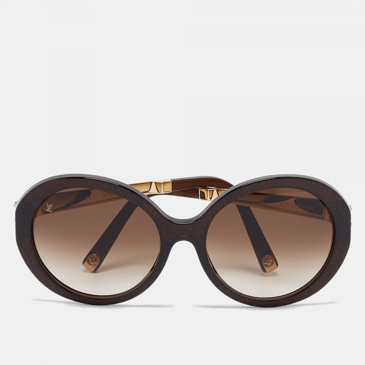 Pre Owned Louis Vuitton Brown/Gold Gradient Petit Soupcon Round Sunglasses