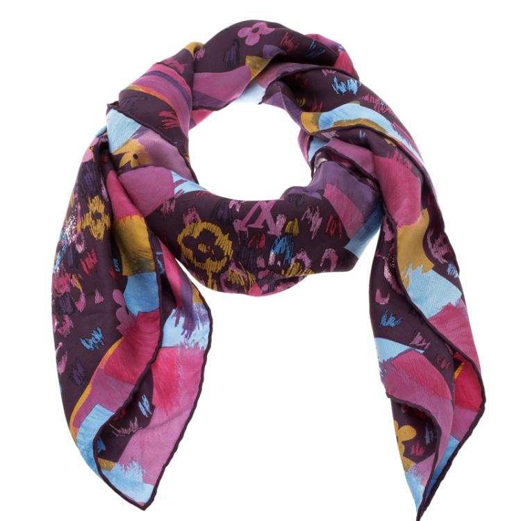 Louis Vuitton Purple Printed Silk Square Scarf Louis Vuitton