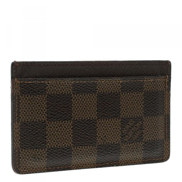 Pre Owned Louis Vuitton Damier Ebene Canvas Card Holder