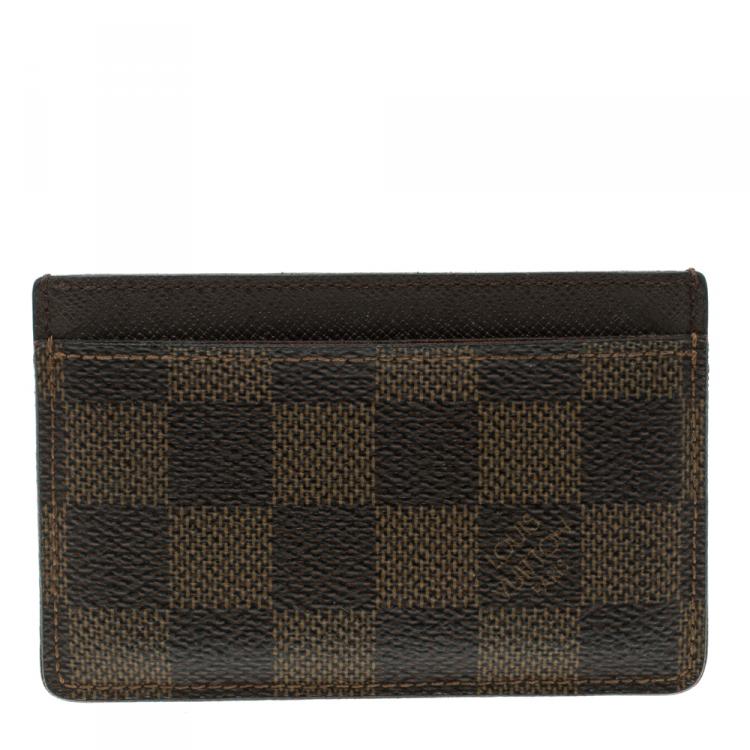 Pre Owned Louis Vuitton Damier Ebene Canvas Card Holder