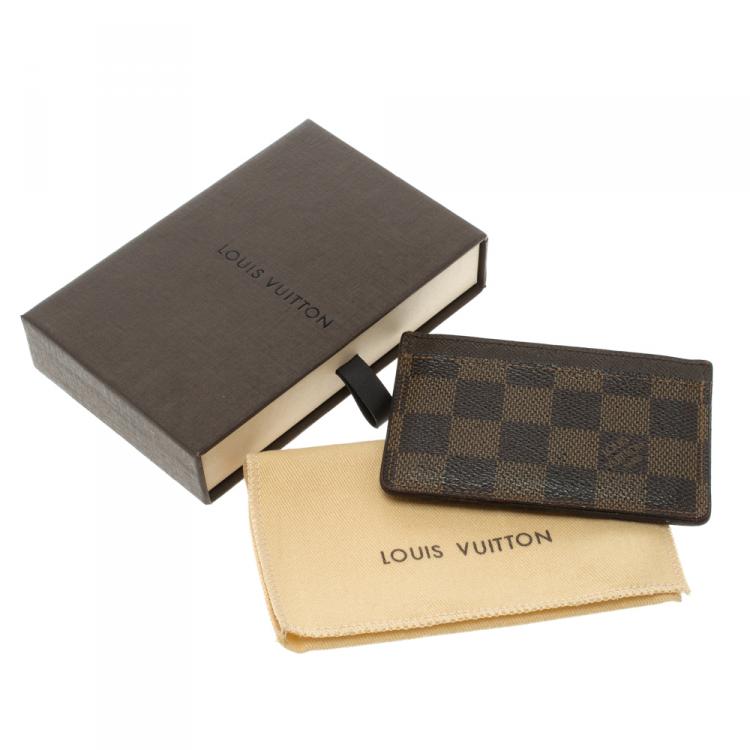 Pre Owned Louis Vuitton Damier Ebene Canvas Card Holder