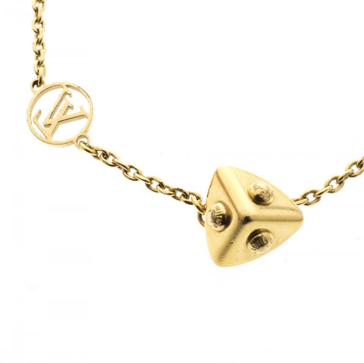 Louis Vuitton Strass LV Lock Pendant Necklace In Silver/ Gold