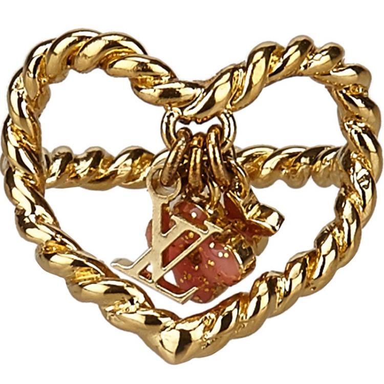 Ring Louis Vuitton Gold Tone (Plated) Heart Sz7 122120079