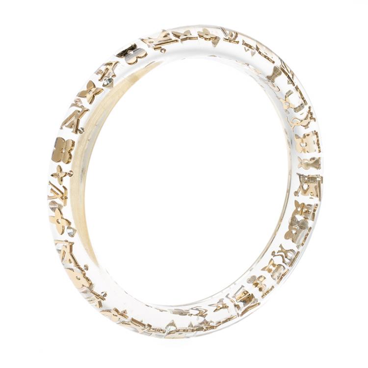 Louis Vuitton Clear Resin Monogram Inclusion Bangle Bracelet Size 20cm Louis  Vuitton