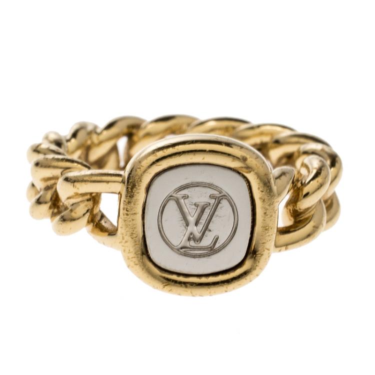 Louis Vuitton ID Two Tone Gold Ring Size 51 Louis Vuitton