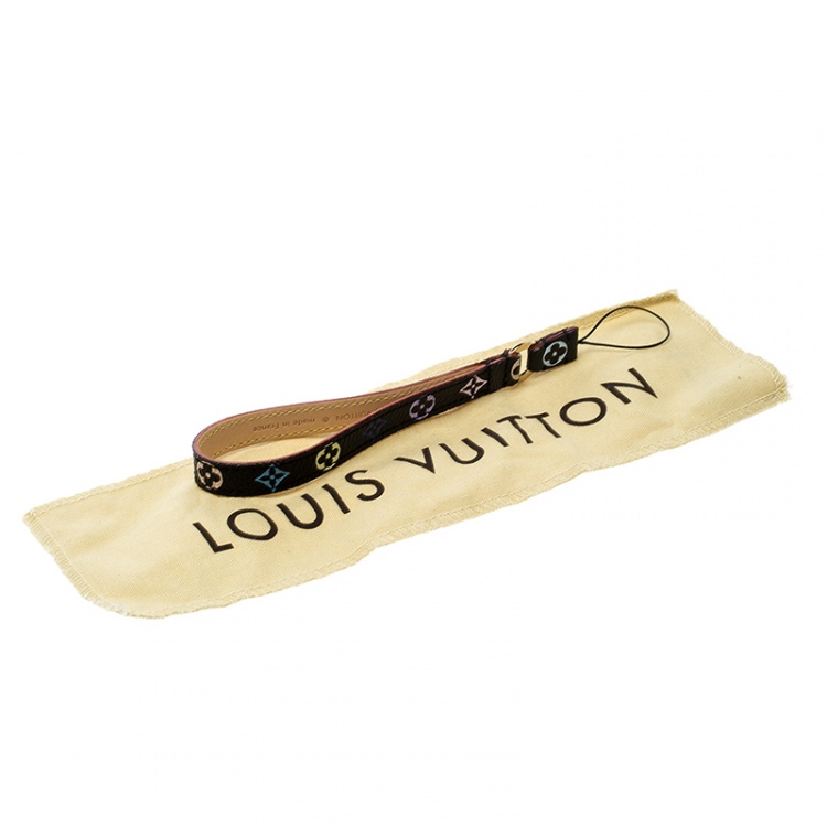 Pre Owned Louis Vuitton Black Multicolor Monogram Canvas Phone Strap