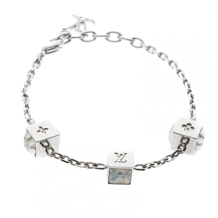 Louis Vuitton Silver Tone Gamble Crystal Bracelet Louis Vuitton