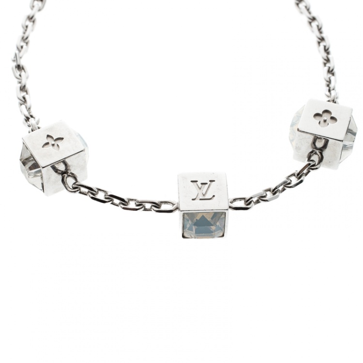 LOUIS VUITTON Swarovski Gamble Damier Bracelet Silver 105367