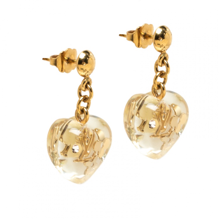 Louis Vuitton Inclusion Heart Earrings - Gold-Tone Metal Drop, Earrings -  LOU160801