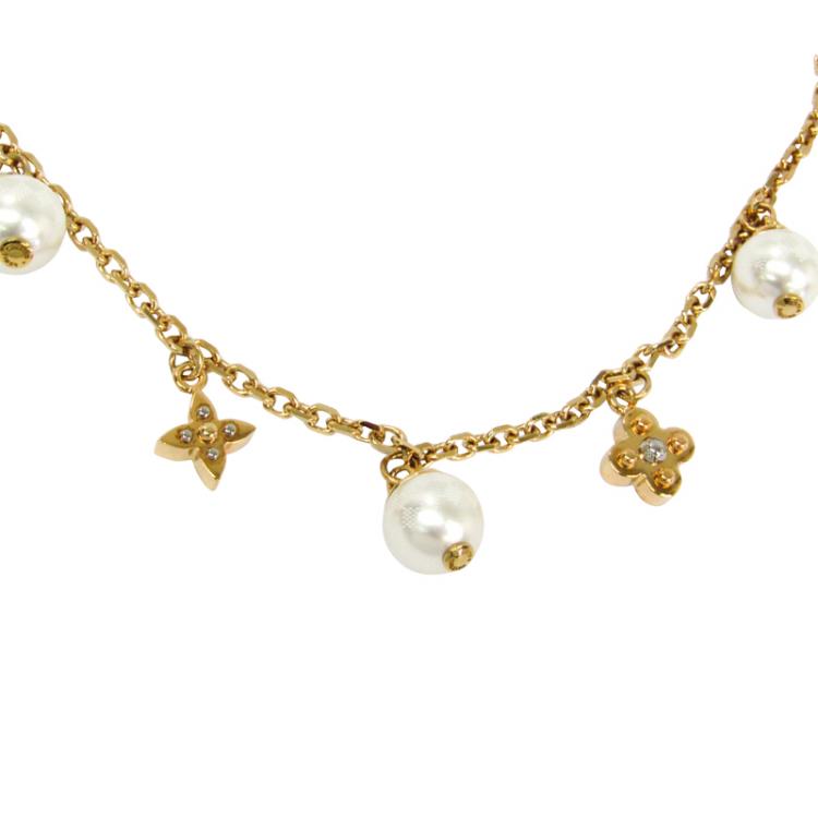 Louis Vuitton Goldtone Charmy Pearl Necklace - Yoogi's Closet