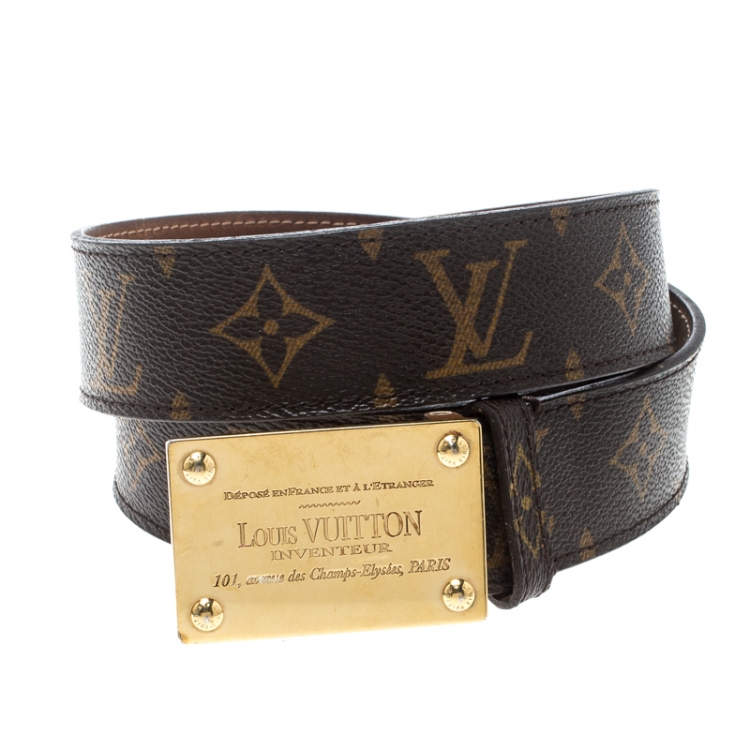 Louis Vuitton Monogram Canvas Inventeur Buckle Belt 85cm Louis Vuitton