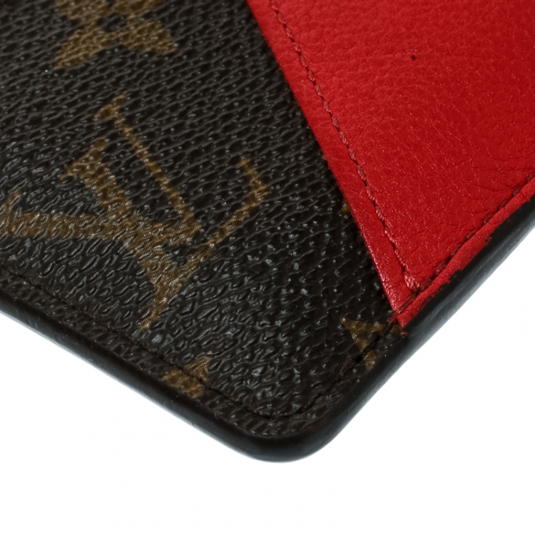 Pre Owned Louis Vuitton Red Monogram Canvas and Leather Kimono Card Case