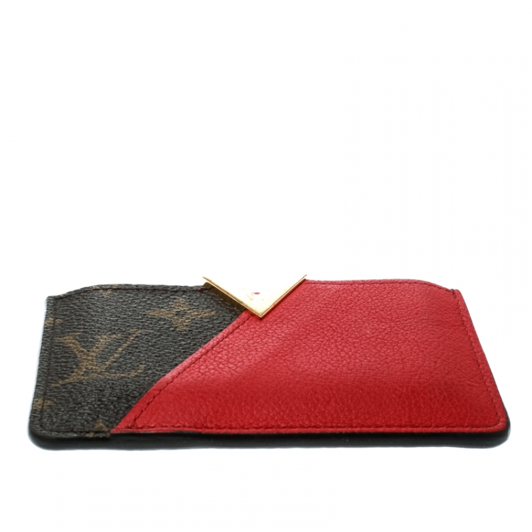 Pre Owned Louis Vuitton Red Monogram Canvas and Leather Kimono Card Case
