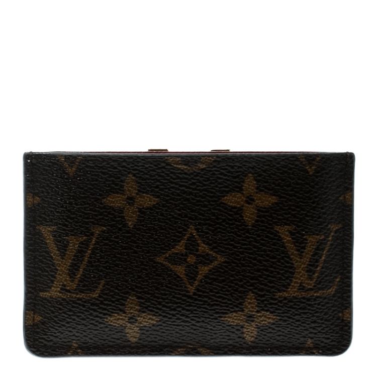 Pre Owned Louis Vuitton Red Monogram Canvas and Leather Kimono Card Case