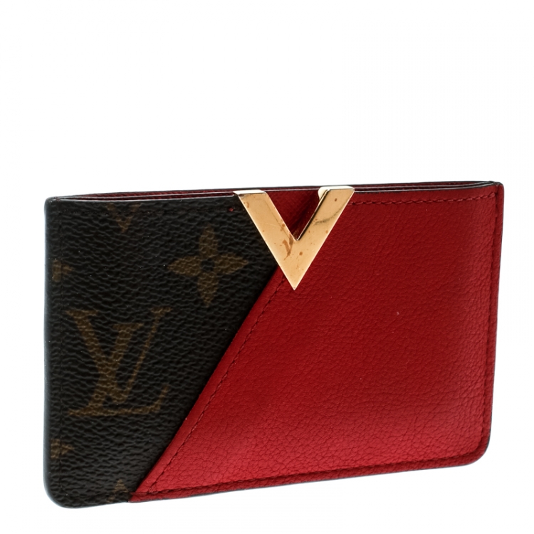 Pre Owned Louis Vuitton Red Monogram Canvas and Leather Kimono Card Case