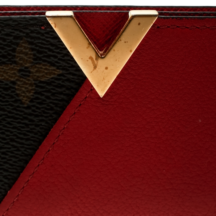 Pre Owned Louis Vuitton Red Monogram Canvas and Leather Kimono Card Case
