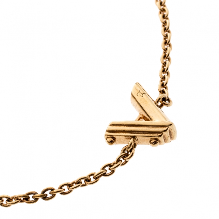 Pre Owned Louis Vuitton LV & Me Letter A Gold Tone Bracelet 