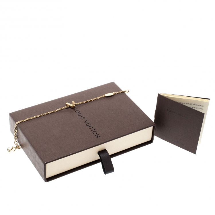 Pre Owned Louis Vuitton LV & Me Letter A Gold Tone Bracelet 