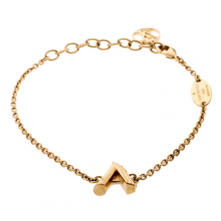 Pre Owned Louis Vuitton LV & Me Letter A Gold Tone Bracelet 
