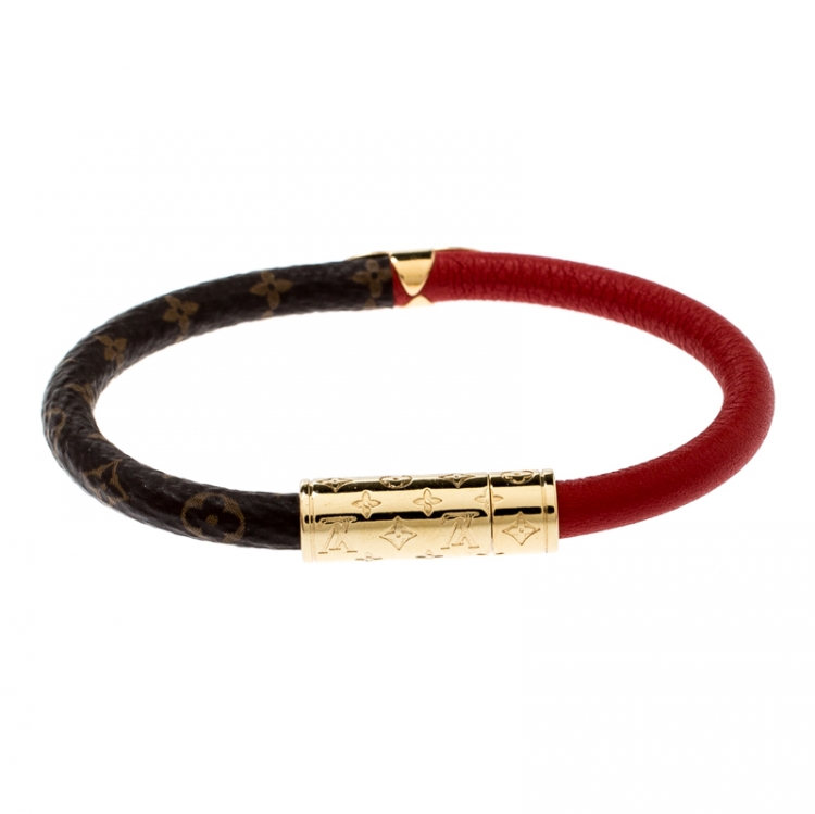 vuitton leather bracelet red