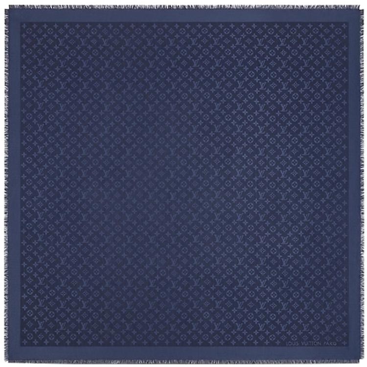 Louis Vuitton Night Blue Monogram Wool and Silk Shawl Louis Vuitton