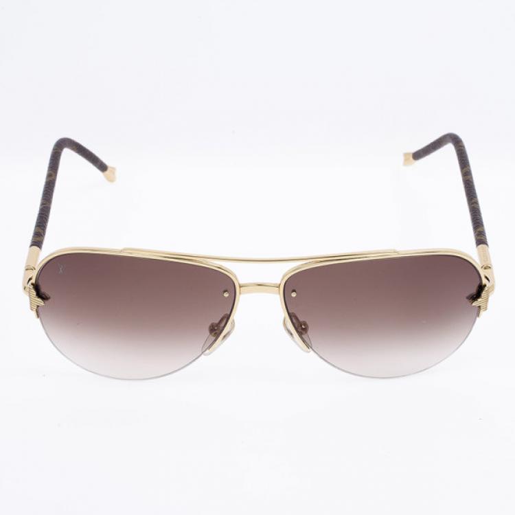 Louis Vuitton - My LV Chain Pilot Sunglasses - Metal - Gradiant Brown - Women - Luxury