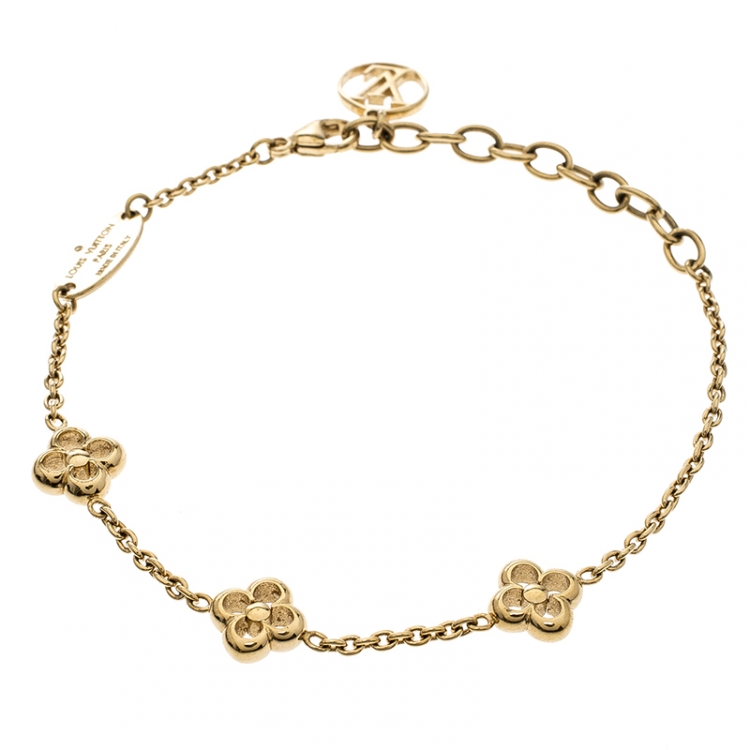 Louis Vuitton Gold Clover Flower Bracelet Signed Numbered 