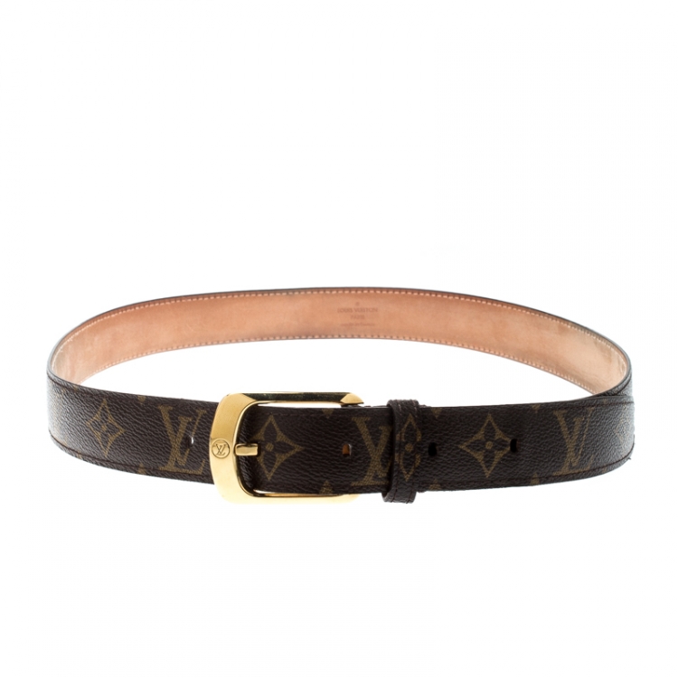 Louis VUITTON - Belt in monogrammed canvas and brown lea…