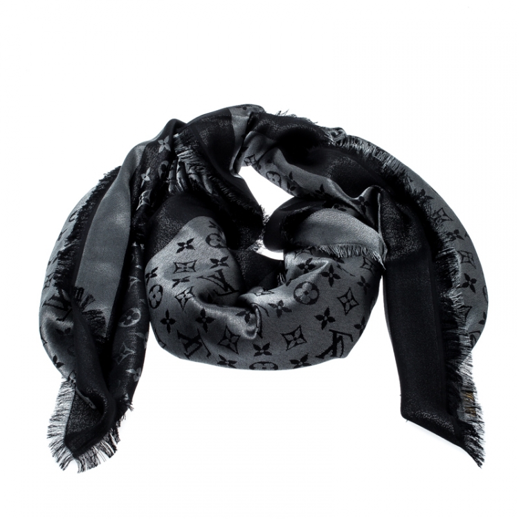 Louis Vuitton Black Silk Blend Monogram Shine Shawl