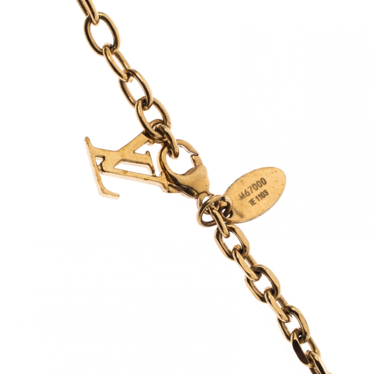 Pre Owned Louis Vuitton Multicolor Crystal Gold Tone Gamble Station Layered Necklace