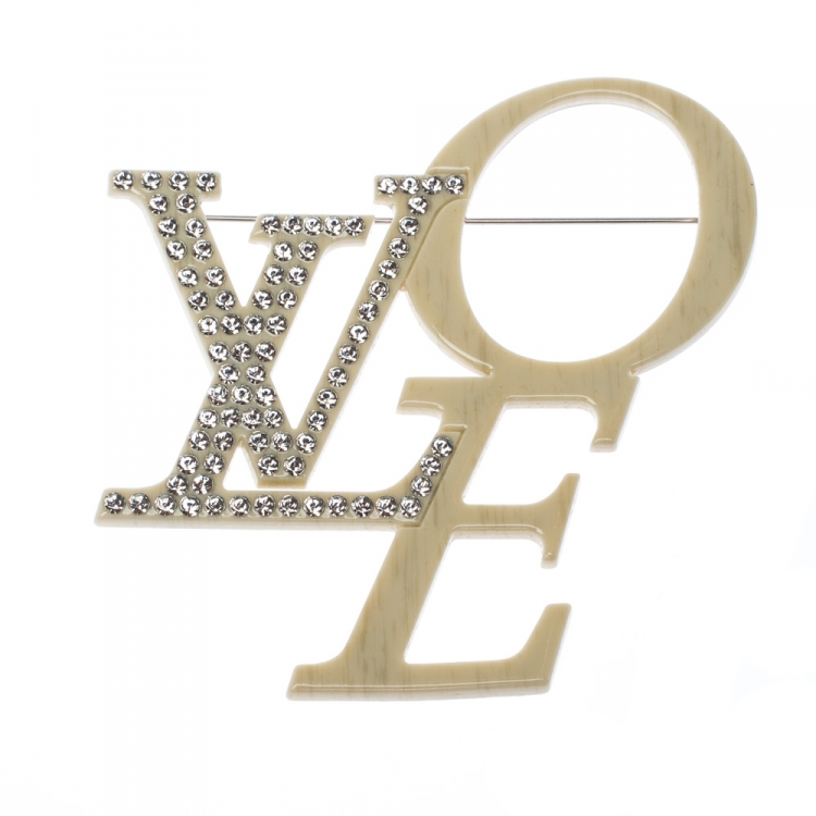 Louis Vuitton Cream Resin Crystal Embedded That's Love Brooch Louis Vuitton  | The Luxury Closet