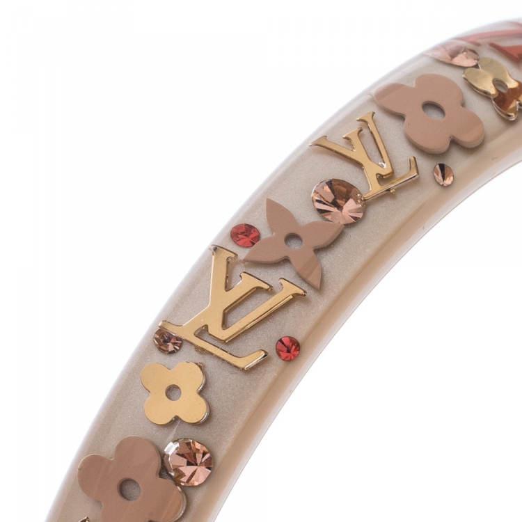 Pre Owned Louis Vuitton Blush Clear Resin Gold Tone Monogram Inclusion Bangle Bracelet