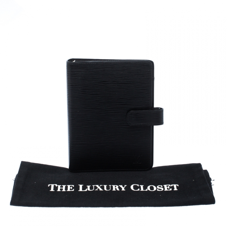 Pre Owned Louis Vuitton Black Epi Leather Medium Ring Agenda Cover 