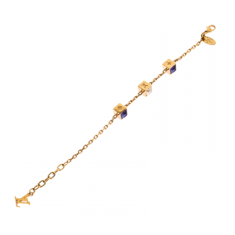 Louis Vuitton Multicolor Crystals Gold Tone Gamble Bracelet