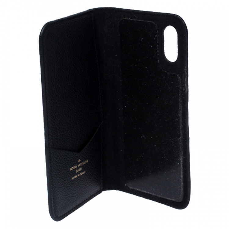 Get LV Black Monogram Leather Phone Case