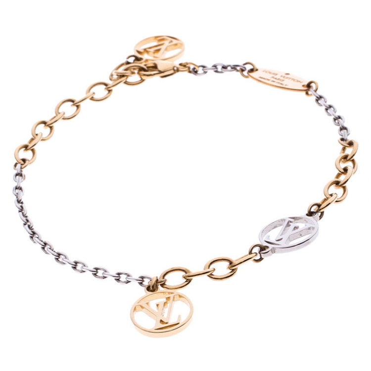Louis Vuitton Gold-tone Monogram Bracelet Logomania M68077 Women R1633