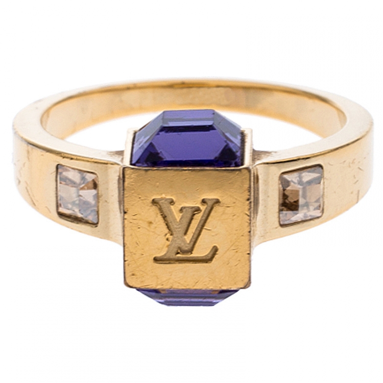 Louis Vuitton Gamble Crystal Gold Tone Ring 54 Louis Vuitton | The Luxury  Closet