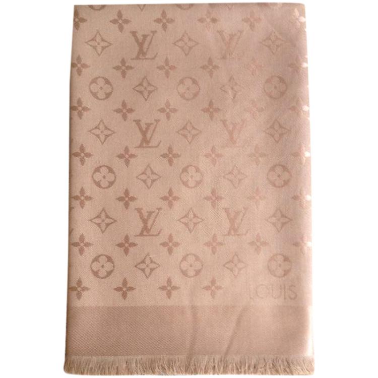 Louis Vuitton Monogram Cappuccino Silk Wool Shawl