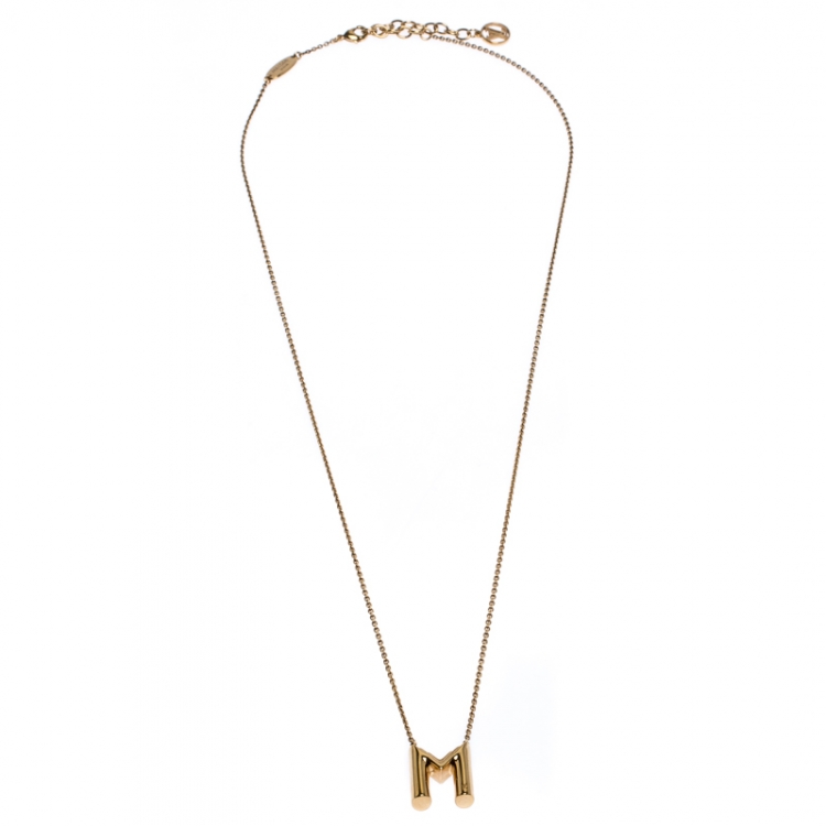 Louis Vuitton Gold Tone LV & Me Letter M Pendant Necklace Louis Vuitton