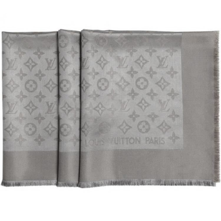 LOUIS VUITTON Silk Wool Monogram Shawl Verone 67729