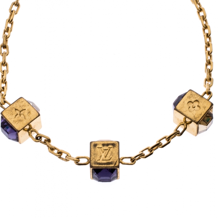 Louis Vuitton Gamble Crystal Gold Tone Station Bracelet Louis Vuitton | The  Luxury Closet