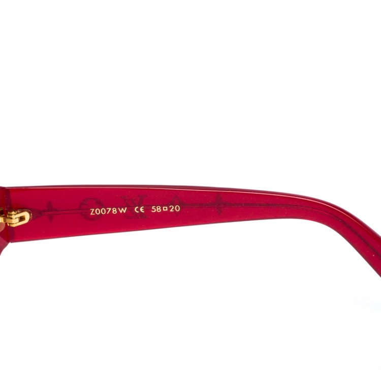 Pre Owned Louis Vuitton Red Shimmer/Brown Gradient Z0078W Logo Obsession Oval Sunglasses