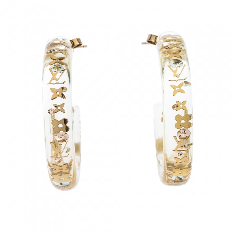 Louis Vuitton Inclusion Hoop Earrings Resin with Crystals Gold 1271364