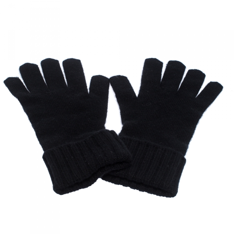 Louis Black Damier Patterned Cashmere Gloves Louis Vuitton |