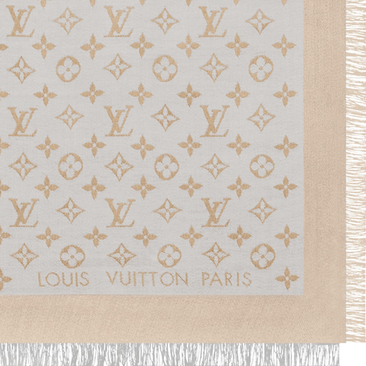 Pre Owned Louis Vuitton Greige Monogram Shine Shawl