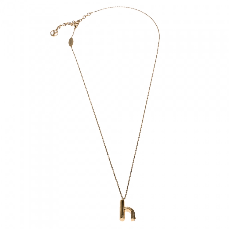 Louis Vuitton LV & Me Letter H Gold Tone Pendant Necklace Louis Vuitton