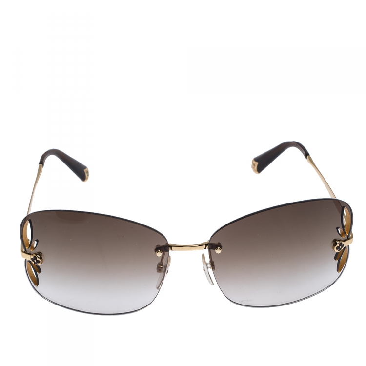 Louis Vuitton Gold/Brown Gradient Z0371U Lily Rimless Sunglasses Louis  Vuitton