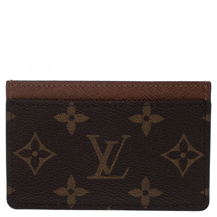 Pre Owned Louis Vuitton Brown Monogram Canvas Card Holder