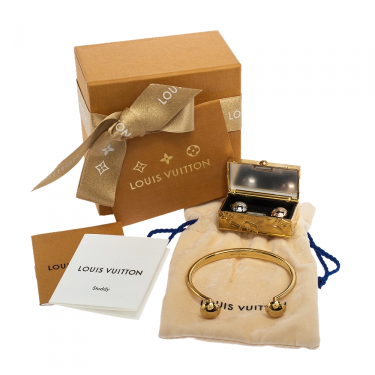 Pre Owned Louis Vuitton Studdy Gold Tone Open Bracelet