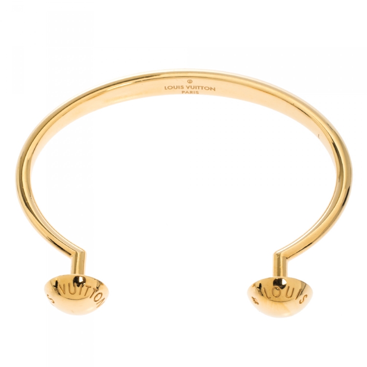 Pre Owned Louis Vuitton Studdy Gold Tone Open Bracelet